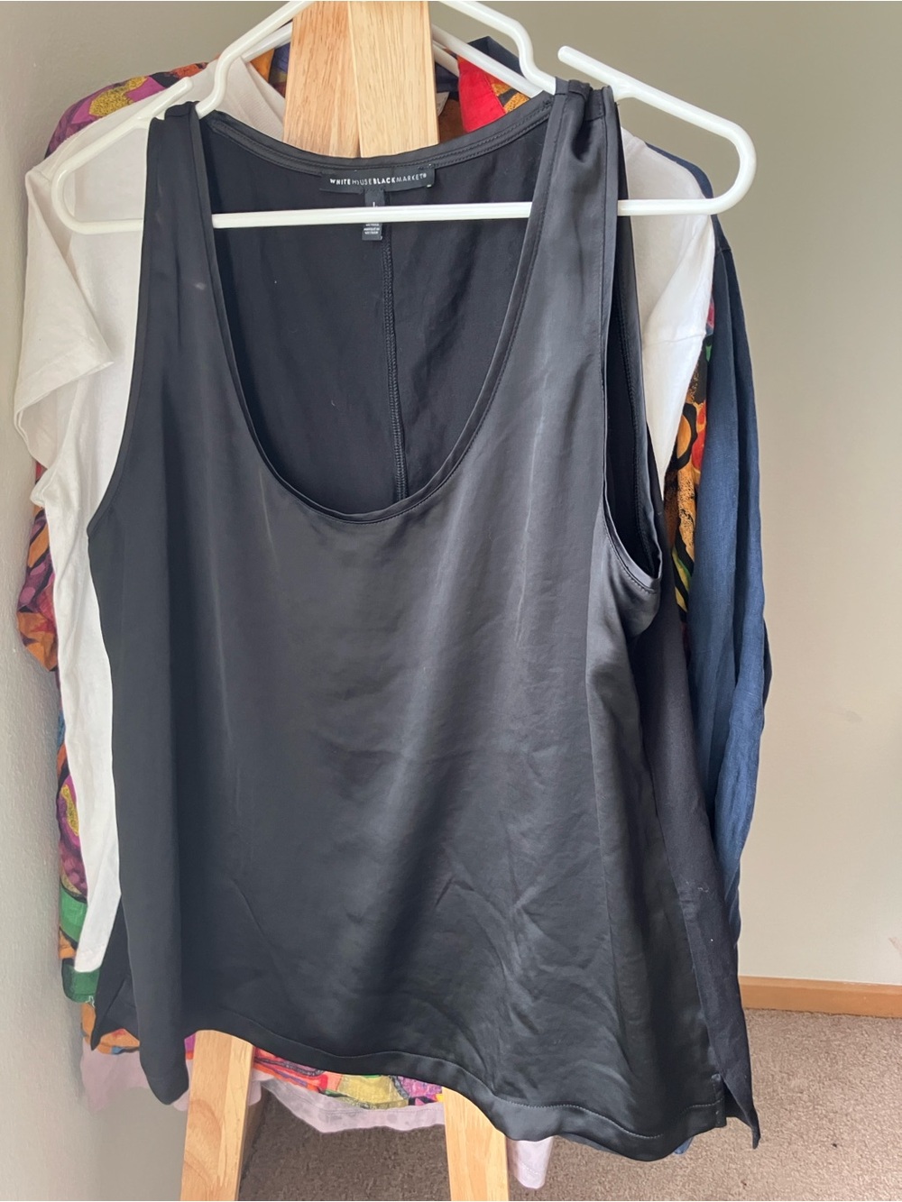White House Black Market Black Satin Camisole Tank